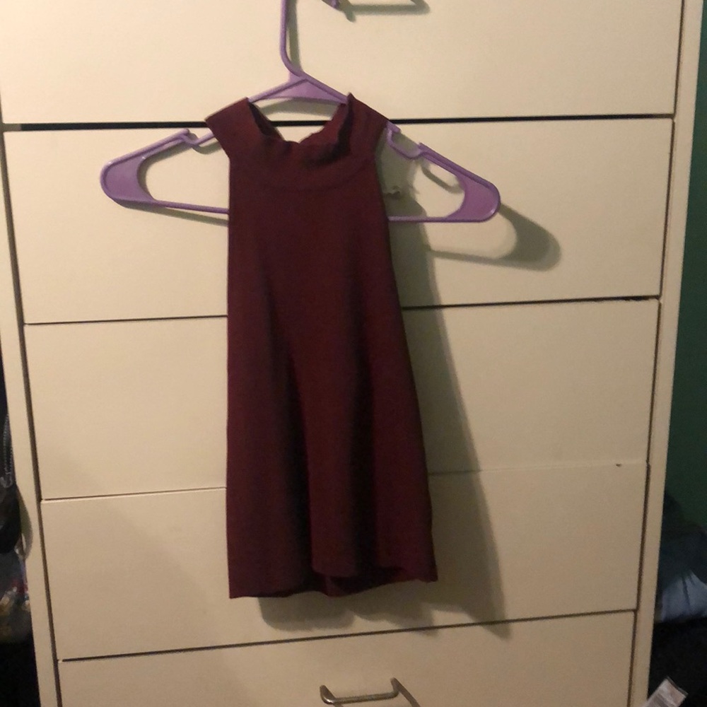 Red mock neck shirt